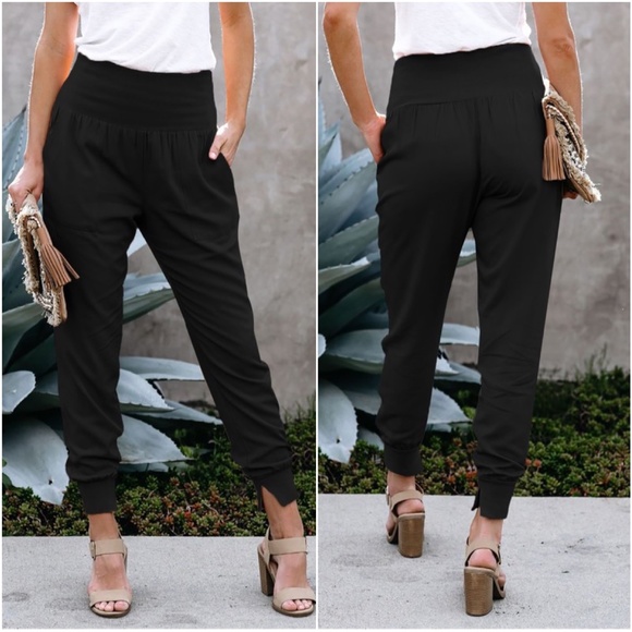 037 Ruched pocket Harem Style Pants Lounge Joggers - Picture 2 of 7